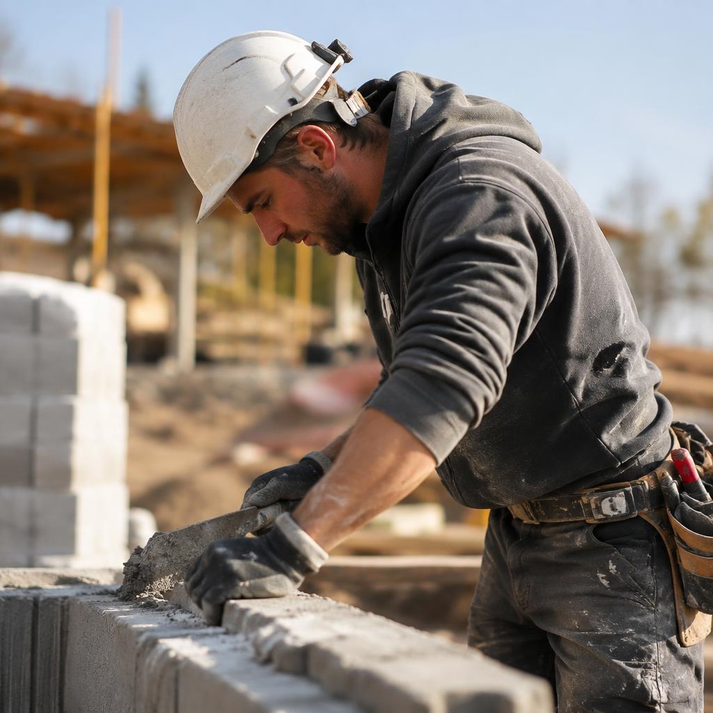 Artisan du bâtiment au travail